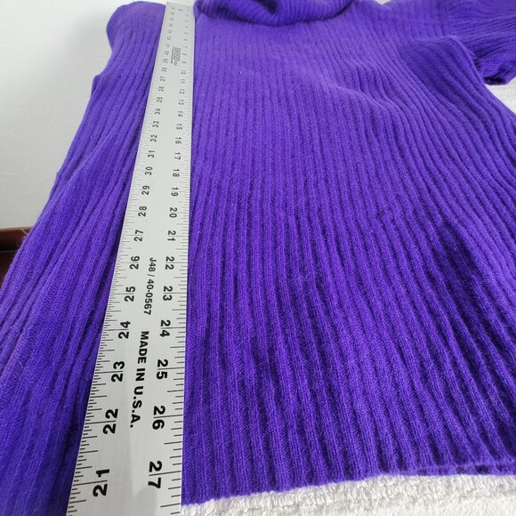 Rafaella Womens Angora Lambswool Purple Ribbed Turtleneck Sweater Large - Picture 7 of 7